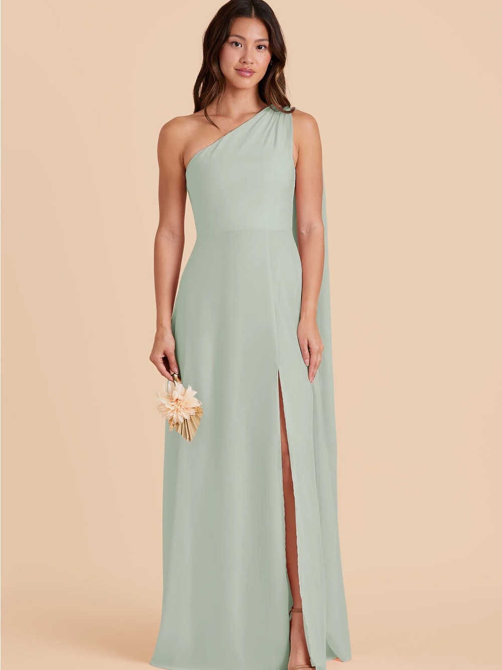 Birdy Grey One-Shoulder Sage Green Gown